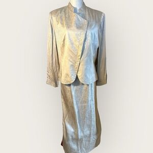 Sparkling Silk Champagne Beaded‎ Skirt Set Mother of the Bride Formal Evening